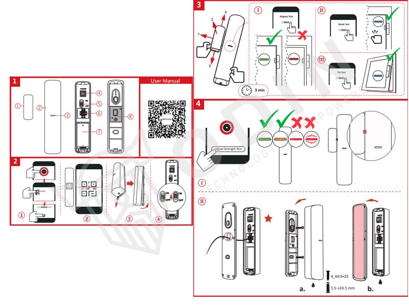 Hikvision DS-PDMCK-EG2-WE(B) contatto magnetico con rilevatori urti e inclinazione Wireless 868 mhz, ingressi NC, NO - immagine 2